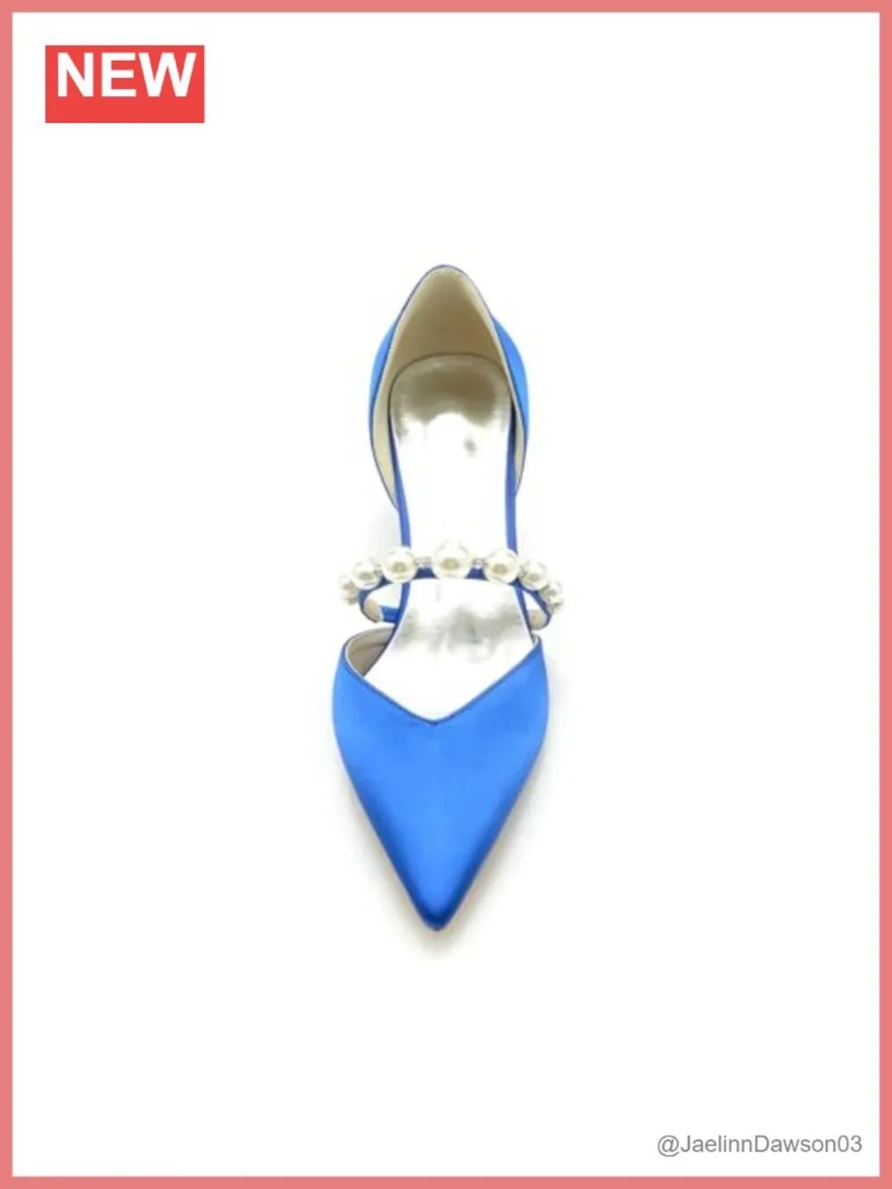 Ivory Satin Pearl Pointed Toe Low Heel Wedding Shoes for Bride Bridal Pumps